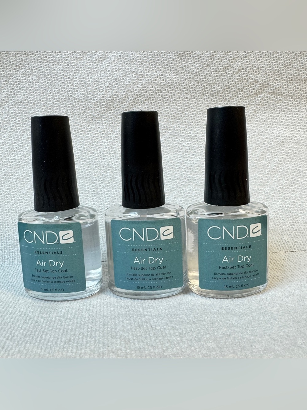 3 Pack CND Essentials Air Dry Fast-Set Top Coat - Clear New without box